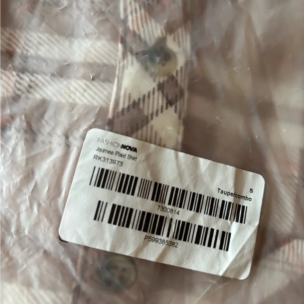 Fashion Nova Tan Plaid Button-Down Shirt Journee Plaid Shirt - Taupe/combo - Picture 3 of 3